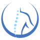 Illustration of a human spine showing vertebrae and spinal curvature.