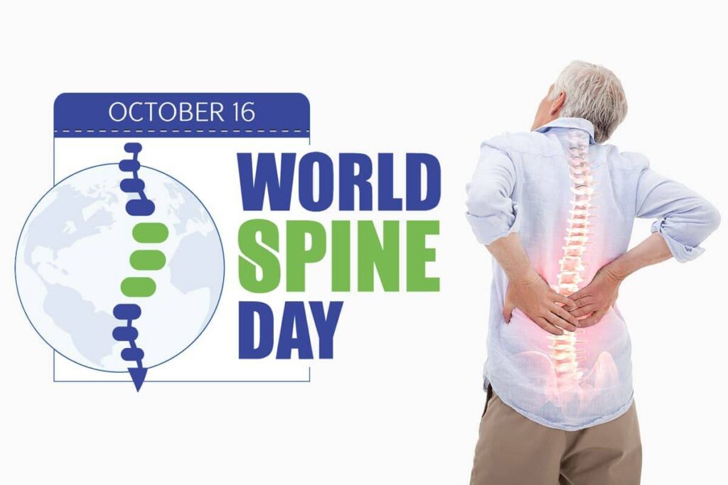 Person with back pain holding lower back, highlighting spine health.
