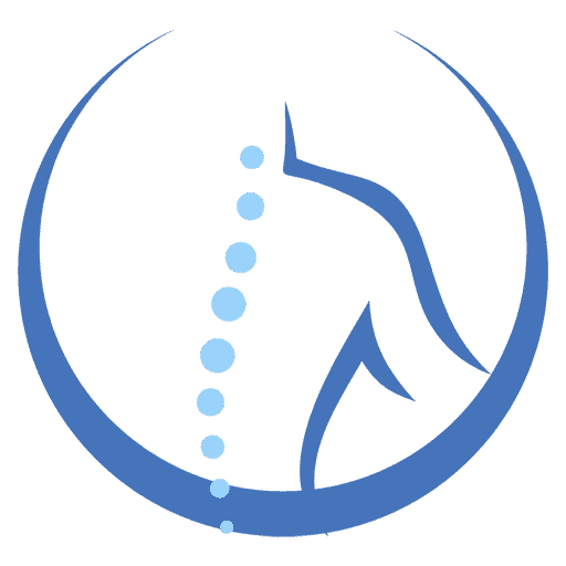 Illustration of a human spine showing vertebrae and spinal curvature.