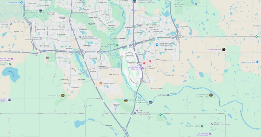 Detailed city map showing roads, parks, and landmarks in a metropolitan area.